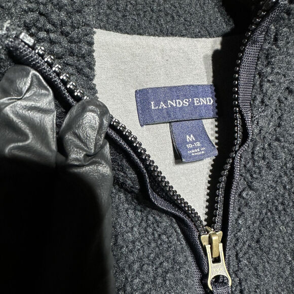 Lands' End Jacket Women's M Black Fleece 1/4 Zip - Picture 2 of 12